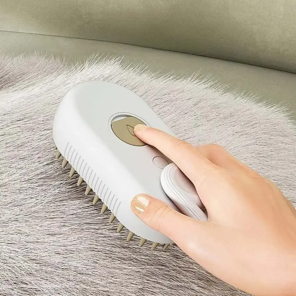 Cat Dog Pet Spray Massage Brush 3 in 1 One Button Steam Spray Folding Rotatable